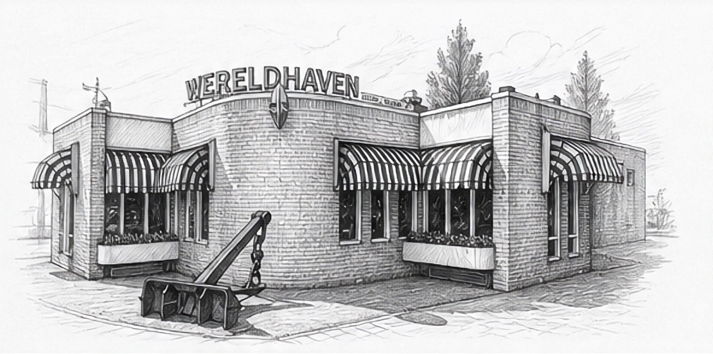 cafe-restaurant-wereldhaven-schets-image
